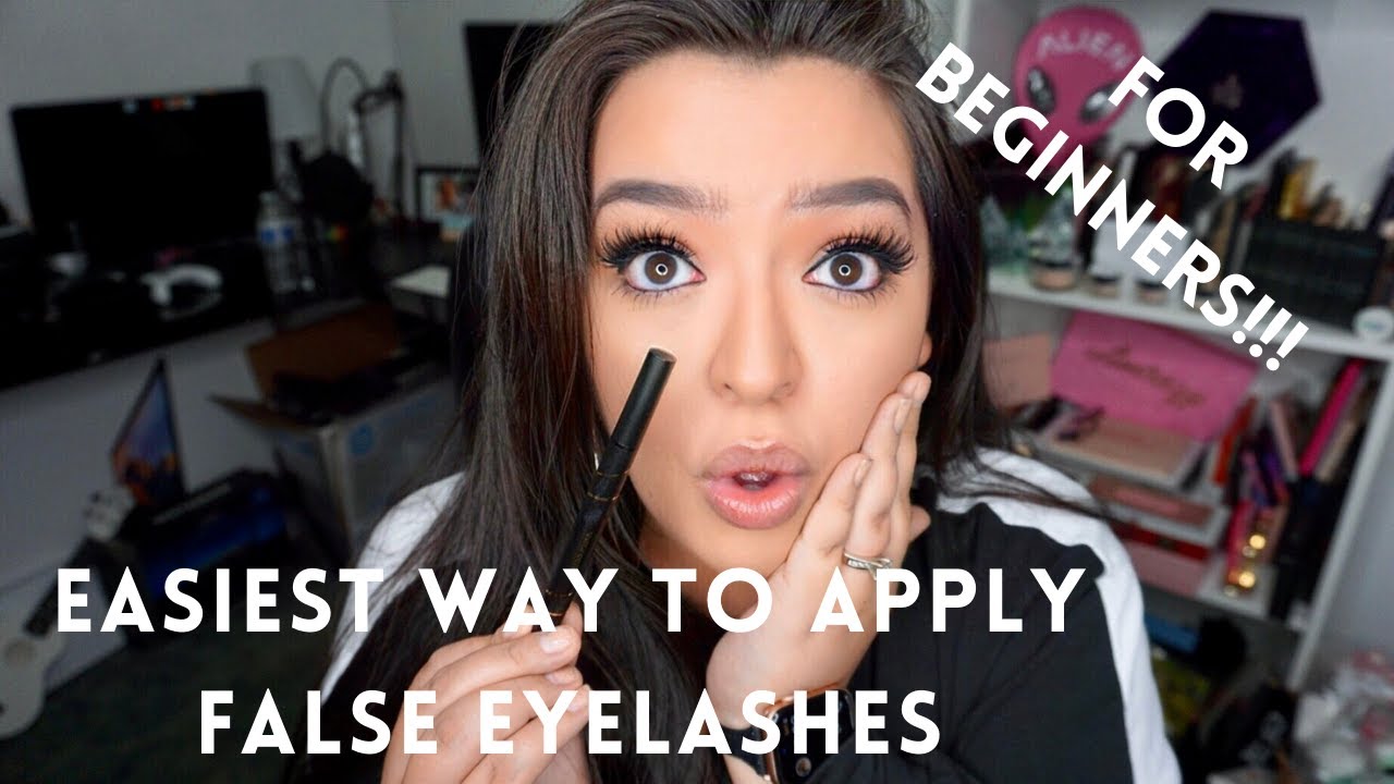 How to apply false eyelashes for beginners - YouTube
