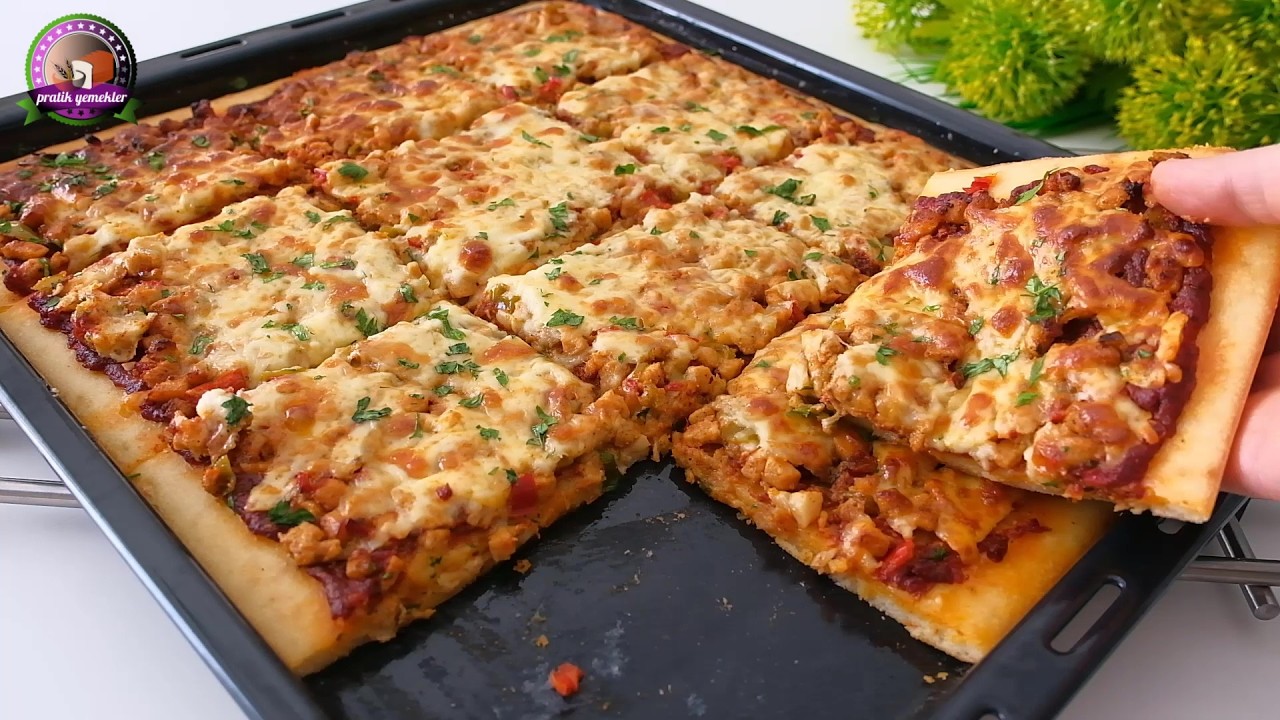 Ev yapımı XXL pizza!😉 10 dakikada hazır! Yoğurma yok! Dışarıdan pizza almaya son!😎 HIZLI VE KOLAY