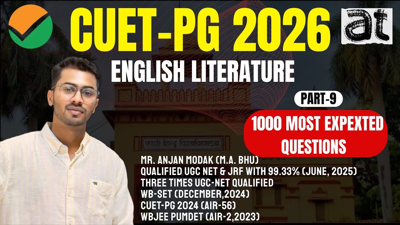 1000 Most Important Questions for CUET-PG 2026 | English Literature | Part-9