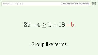 3b4 Greater Than Or Equal To B18  Solve Linear Inequalities With One Unknown