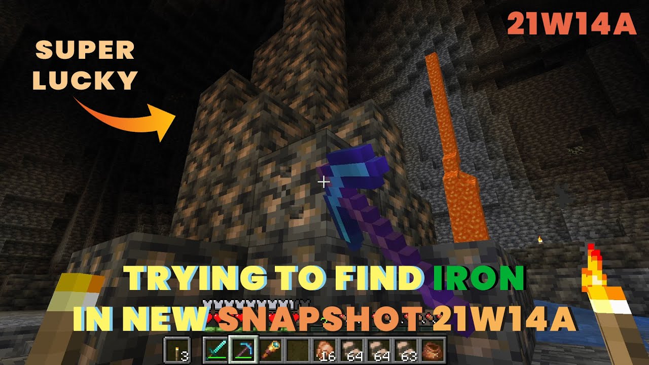 Trying to find Iron in Snapshot 21w14a | Raw Iron in New Caves