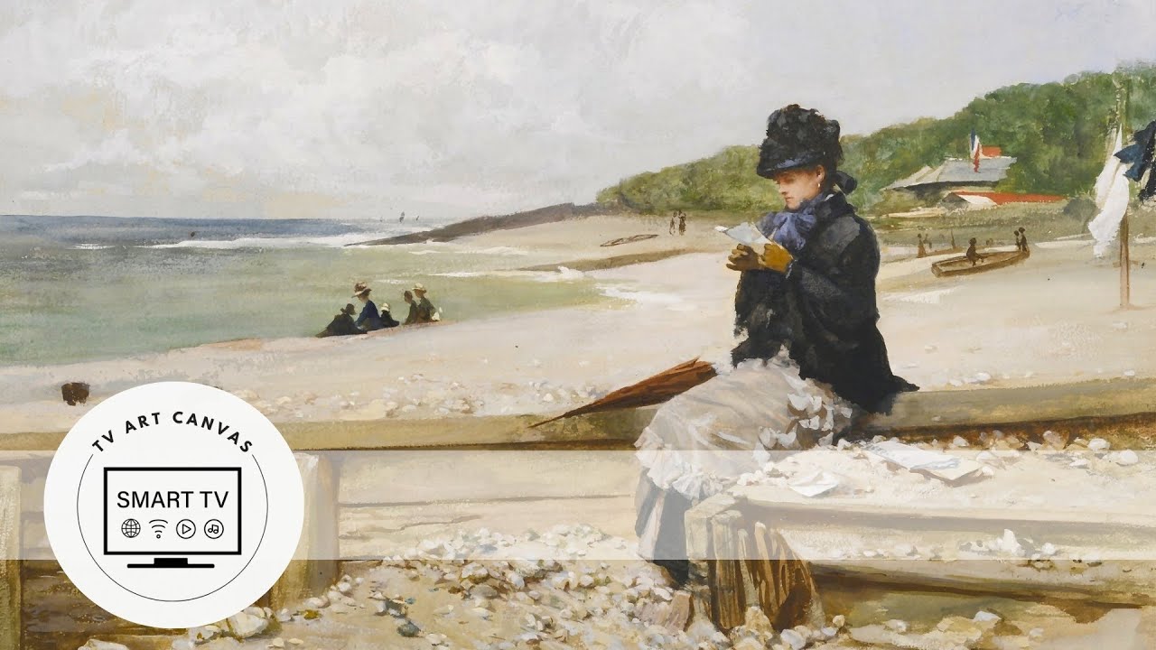 Woman Reading at the Seashore By Ferdinand Heilbuth ~ 1 Image ~ 1 Image ~ No Sound