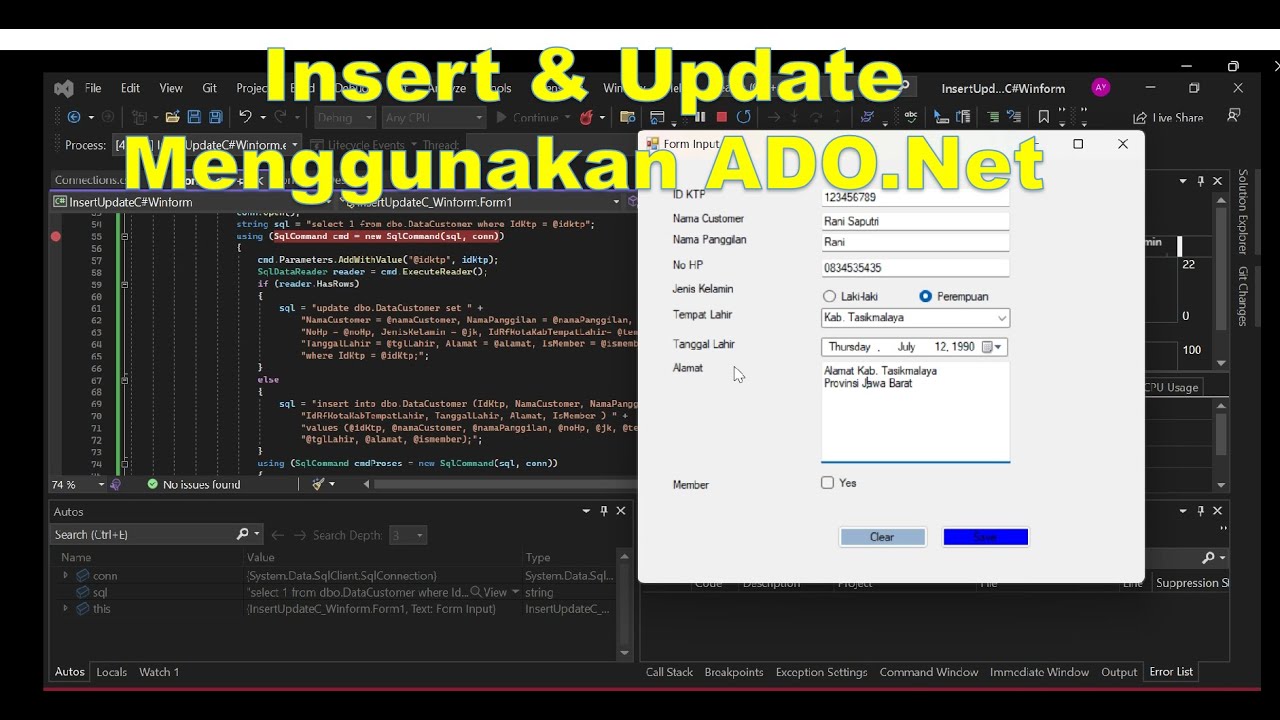 Ado Tutorial Tutorial Cara Mudah Insert dan Update di C# Menggunakan ADO Net - YouTube