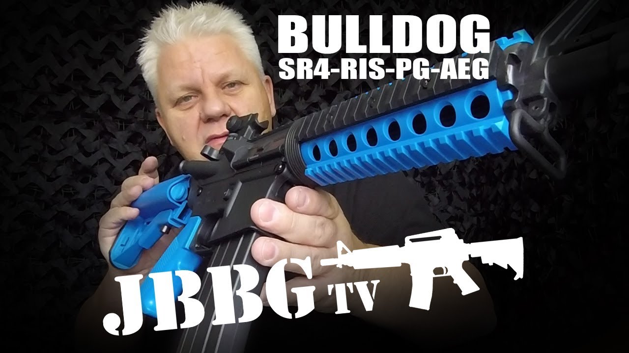 bulldog v4 M4 RIS PG airsoft gun Z blue 1 - YouTube