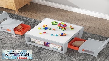 Garvee Kids Table and Chair Set 4 in 1 Wooden Toddlers Activity