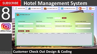 8. Hotel Management System in java - Customer Check Out Page (JFrame, Mysql Database, Netbeans IDE)