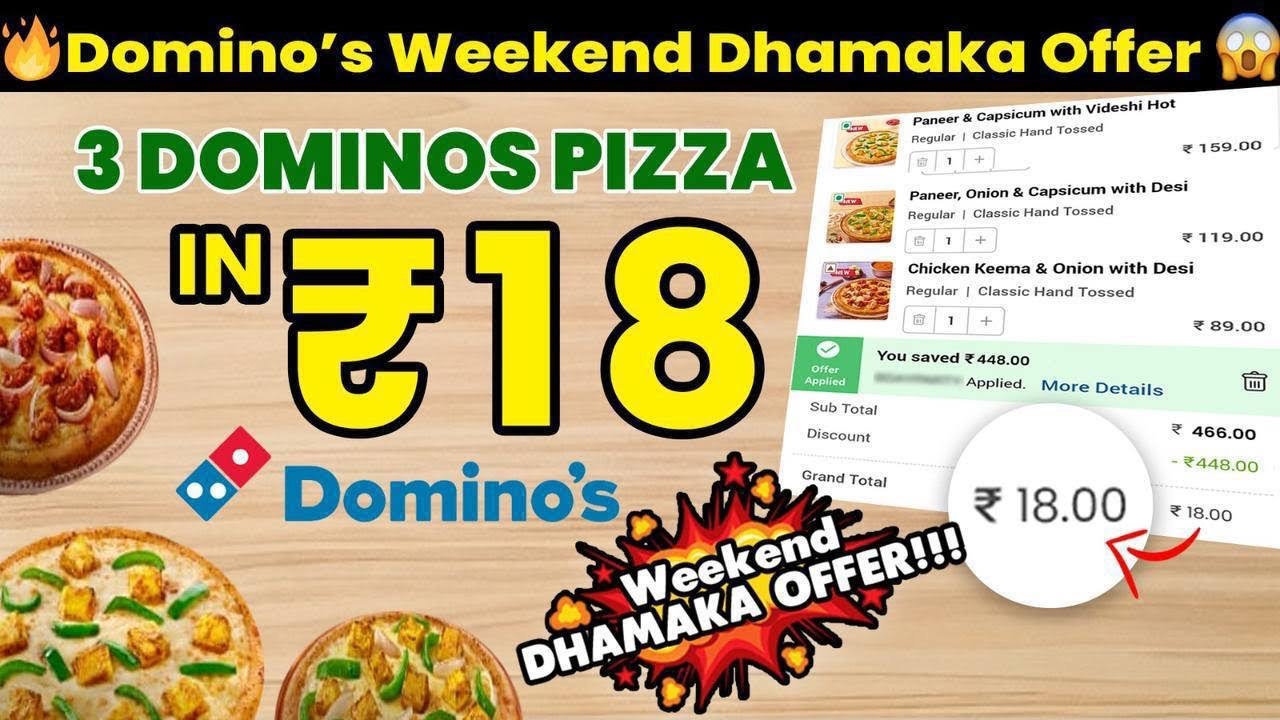 सिर्फ़ ₹36 में मंगाए 6 dominos pizza (9th May Special)🔥🍕Domino’s pizza