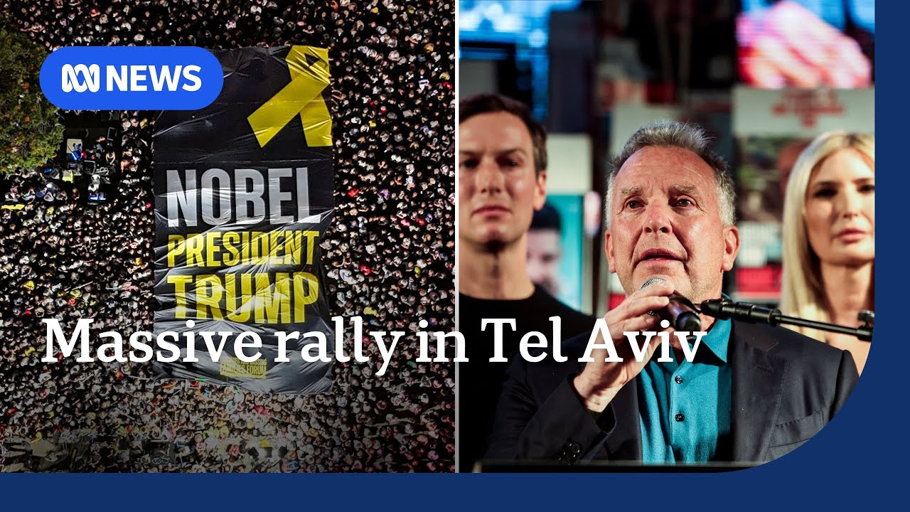 Israeli crowd jeers Netanyahu, applauds Trump at massive Tel Aviv rally | ABC NEWS