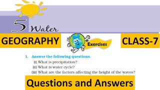 Class 7 Geography Chapter 5 exercises (WATER)