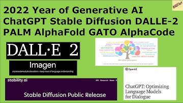 2022 Year of Generative AI ChatGPT , Stable Diffusion , DALLE-2,  PALM,  AlphaFold GATO, AlphaCode