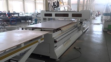 Auto loading unloading panle furniture making production line with boring head,carousel atc.