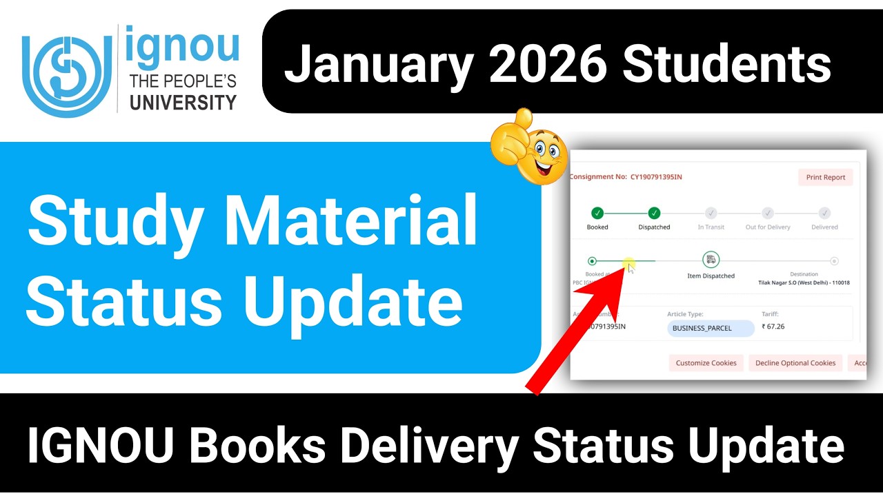 IGNOU Study Material Status Update | IGNOU Admission 2026 January Session_IGNOU Book Delivery Status