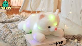 Hopearl LED Musical Stuffed Kitty Light up Singing Plush Cat Adjustable Volume Lullaby，White, 16'' screenshot 4
