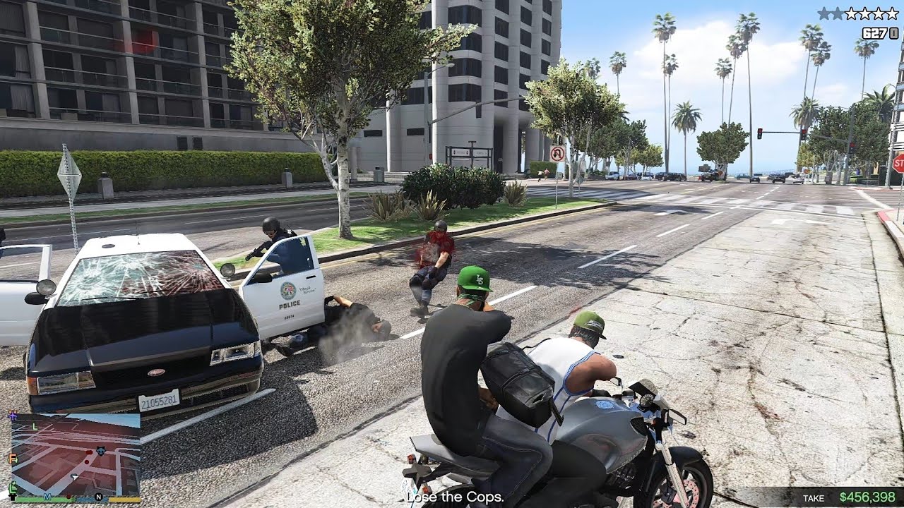GTA 5 - Franklin, Lamar's Fleeca Bank Heist + Ten Star Escape [R.D.E 4. ...