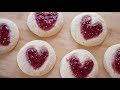 How to make heartshaped thumbprint jam cookies raspberry flavor
