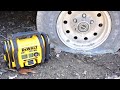 Battery Powered Tire Pump Inflator vs. Flat Truck Tire (DeWalt DCC020I)