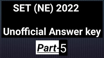 Answerkey of SET 2022 (NE-region) || Unofficial
