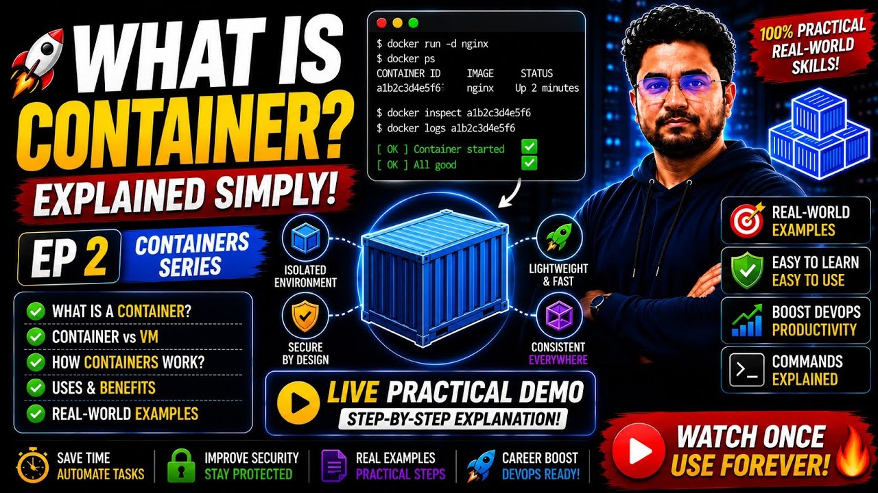 Microcontainer 🚀 Container Explained in 5 Minutes | Docker for Beginners - YouTube