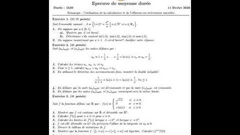 Examen de l’analyse 1  Université  Alger 1 2020