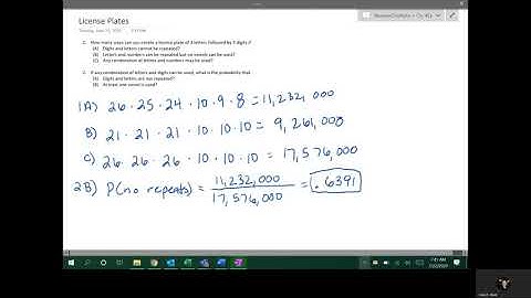 4-1/4-4  Counting and Classical Probabilities (License Plates)