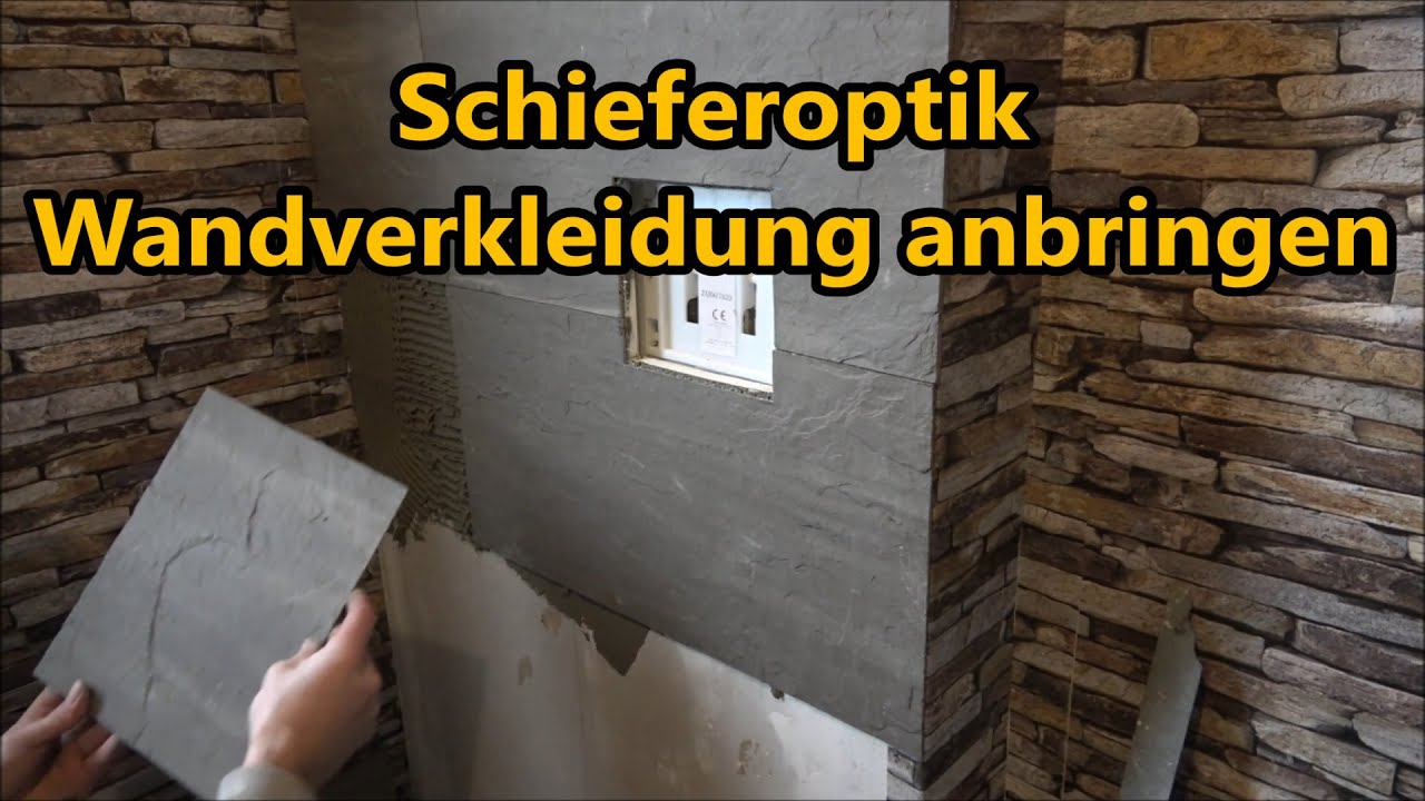 Wandverkleidung anbringen in Schieferoptik Wand und Deckenverkleidung