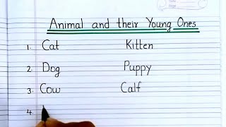 Animals and their young ones | Animals & their babies | kids of animal with spellings