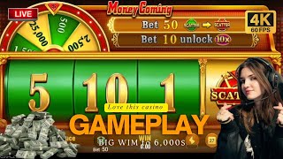 How to Play Money Coming  | Gameplay Tutorial Part 74 | Bet 50 & 100 Spins | Win 6,000 Coins