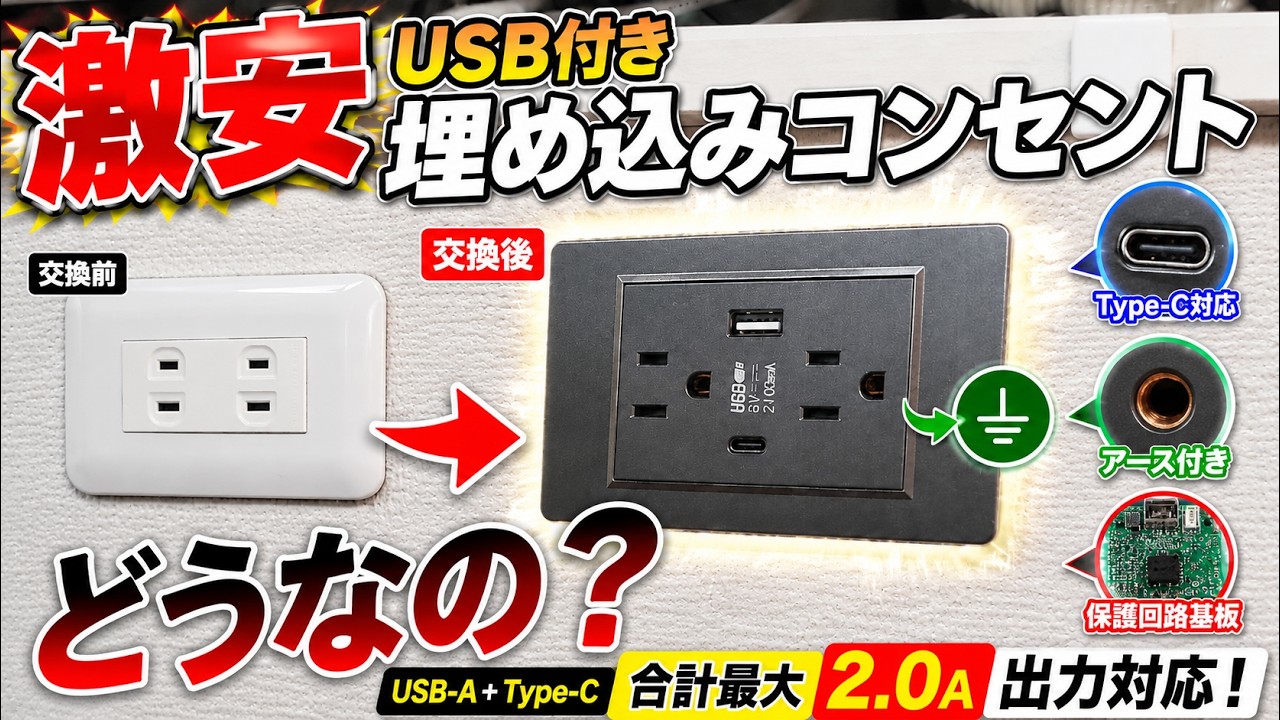 Amazonで買った激安中華USB付きコンセント…実際どうなの?【Type-C対応】