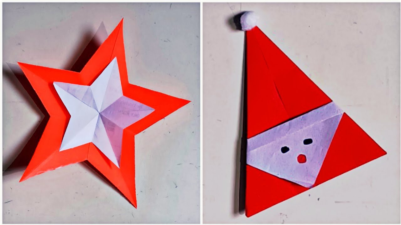 How to cut star perfectly in shapes / how to make santa claus in paper /christmas decor making craft