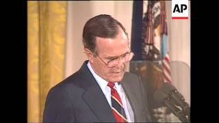 President George H.W. Bush makes remarks on the Clean Air Act