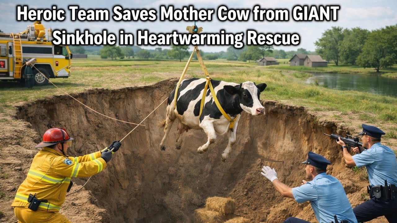 Heroic Team Saves Mother Cow from GIANT Sinkhole in Heartwarming Rescue