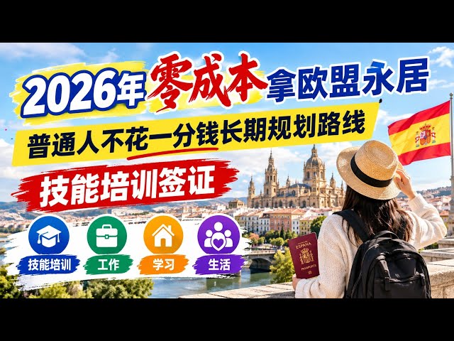 2026年最低成本移民项目 #不需要花太多钱就能拿永居 #西班牙技能培训签证 #普通人快速移民欧洲 #移民西班牙 #学签 #工作签 #欧盟永居 #移民哪里好 