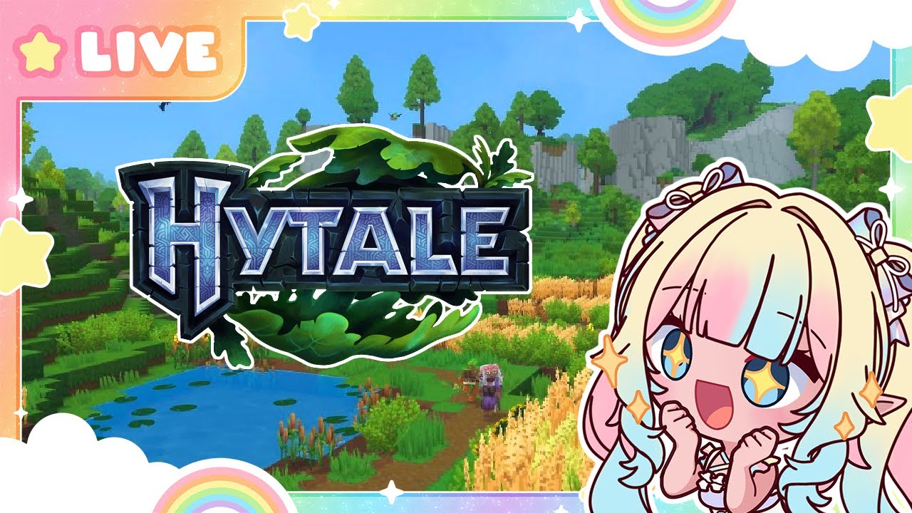 🩷my first reaction to Hytale ! building a house and stealing horses :3 🩵 