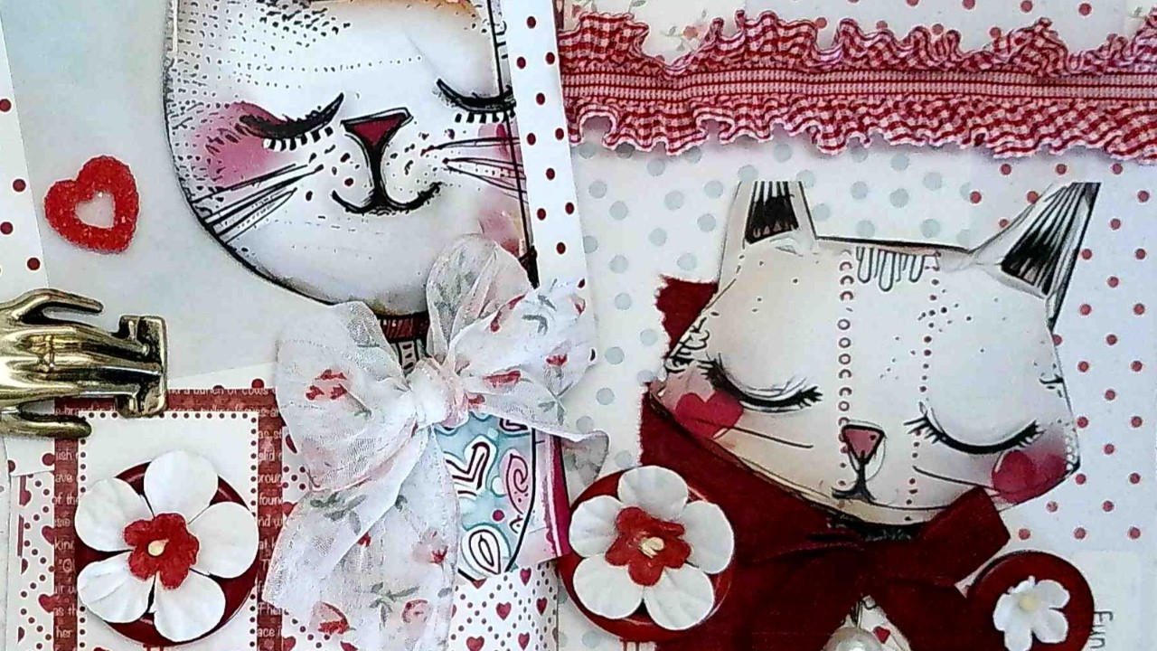 Using Bows & Ribbon for Texture and Dimension In this Cat-Themed Collage | ASMR Collage