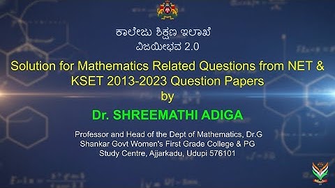 NET & KSET Mathematics Solved Questions (2013-2023) | Dr. Shreemathi Adiga @VijayiBhava