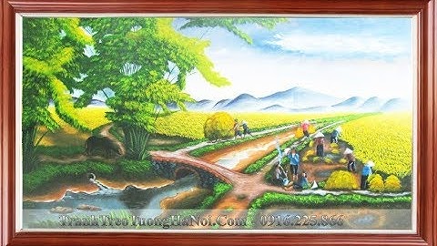 Vẽ tranh phong cảnh bà con gặt lúa - Amia.com.vn