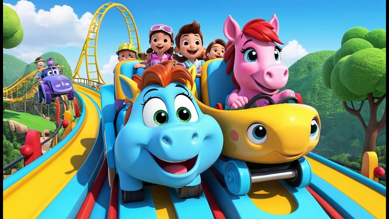 Animates Rides Pony Rides a Roller Coaster – 3D Animated Nursery Rhyme for Kids | Fun ...