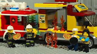 Lego City Pizza Van Fire Brigade Fire Extinguishing