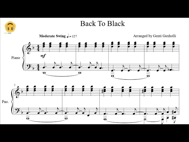 Back to black - Amy Winehouse (two hands piano solo with melody