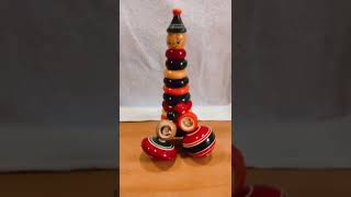 Wooden Toys for Kids | Joker Stacking Ring Set with Colorful Rings | String Top | Umbrella Top
