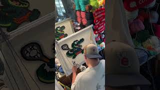 Custom tufted alligator playing lacrosse rug. 🐊🥍