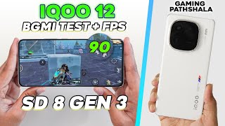 iQOO 12 - 90 FPS  PUBG Test with FPS Meter 🔥 Heating, Gyro & Battery Drain🔥SD 8 GEN 3🔥