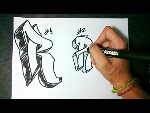 How to draw Graffiti Letter "R" on paper