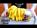 اكلات الشوارع حول العالم - ايسكريم على الصاج بالموز والنوتيلا- banana -nutella