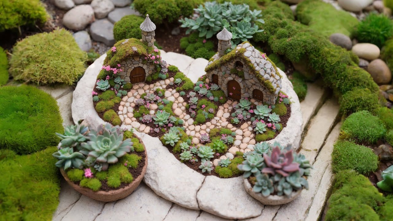 Mosststone Hamlet | A Magical Miniature Garden Pebble Path Journey
