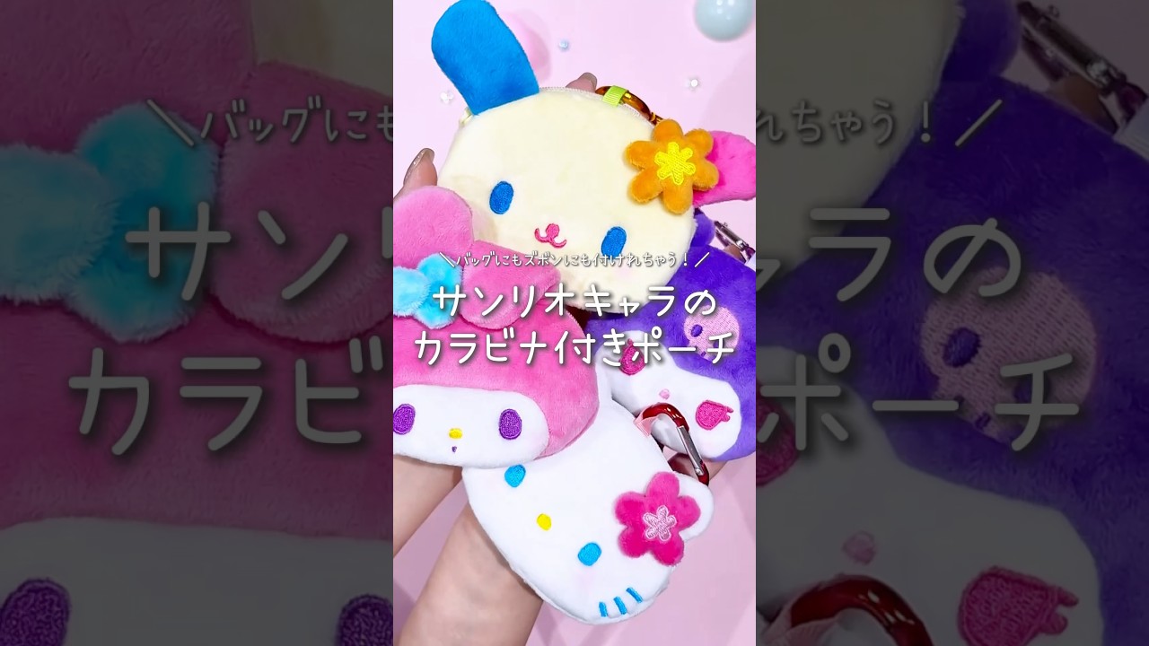 サンリオキャラのカラビナ付きポーチが可愛すぎ💕#マイメロディ #クロミ #ハローキティ#ウサハナ #ポーチ