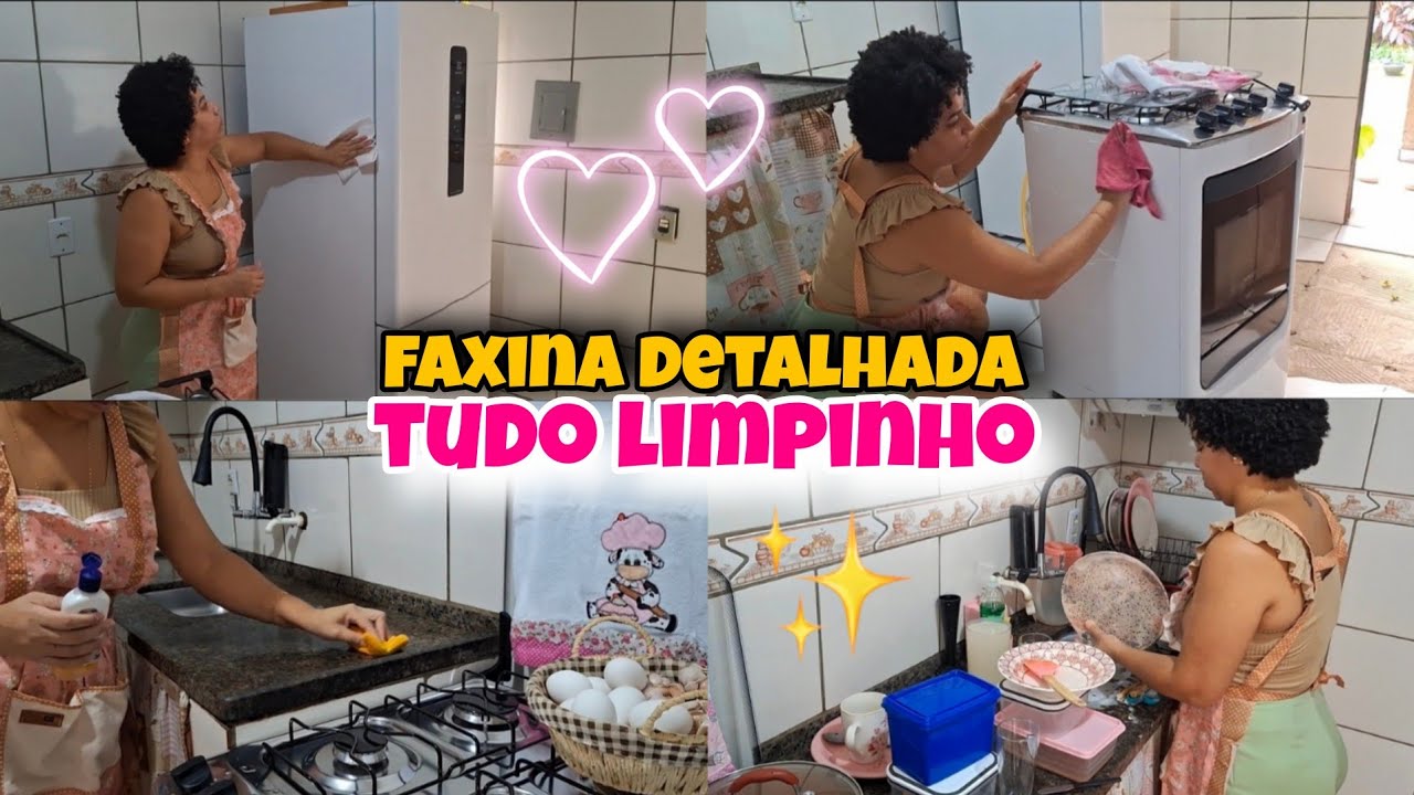 Dia de faxina detalhada na cozinha| Ficou limpíssimo| PARTE 1