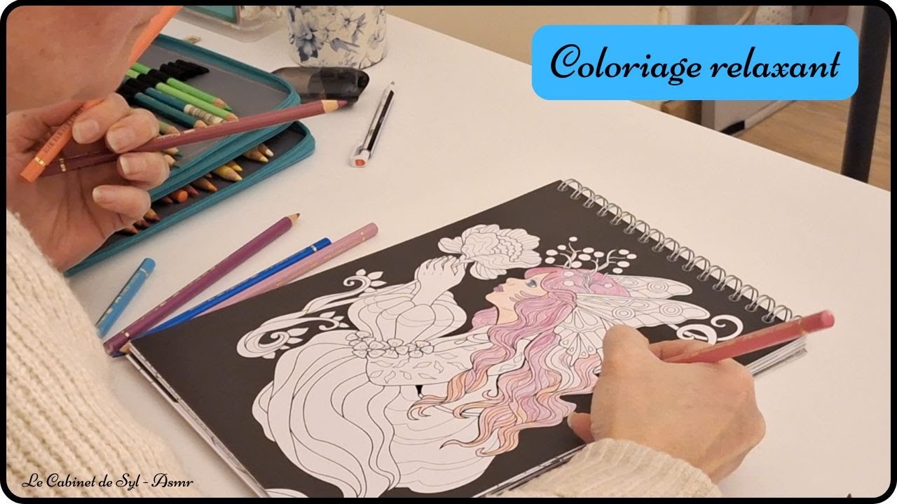 ASMR - Coloriage relaxant - bruits de crayon, taille-crayon... soft spoken