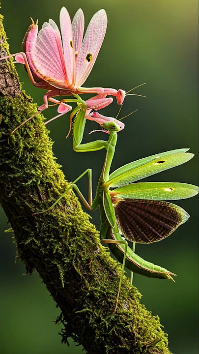 Exciting close-up fight between two praying Mantis fighters #mantis #mantishunt #insects