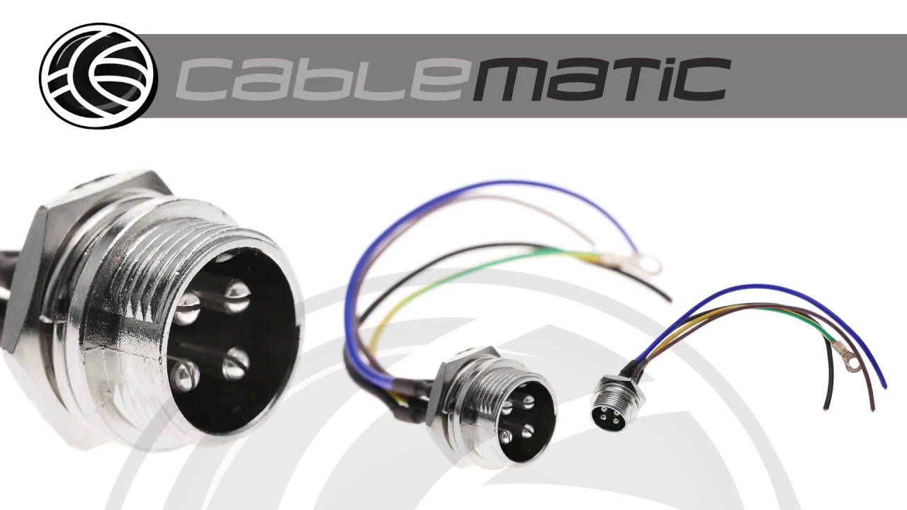 Conector micro aviación GX16 macho 4pin con cable 15cm distribuido CABLEMATIC ® - YouTube